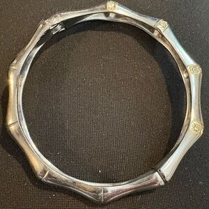 Silver and Gold-Tone Bamboo Bangle Bracelet